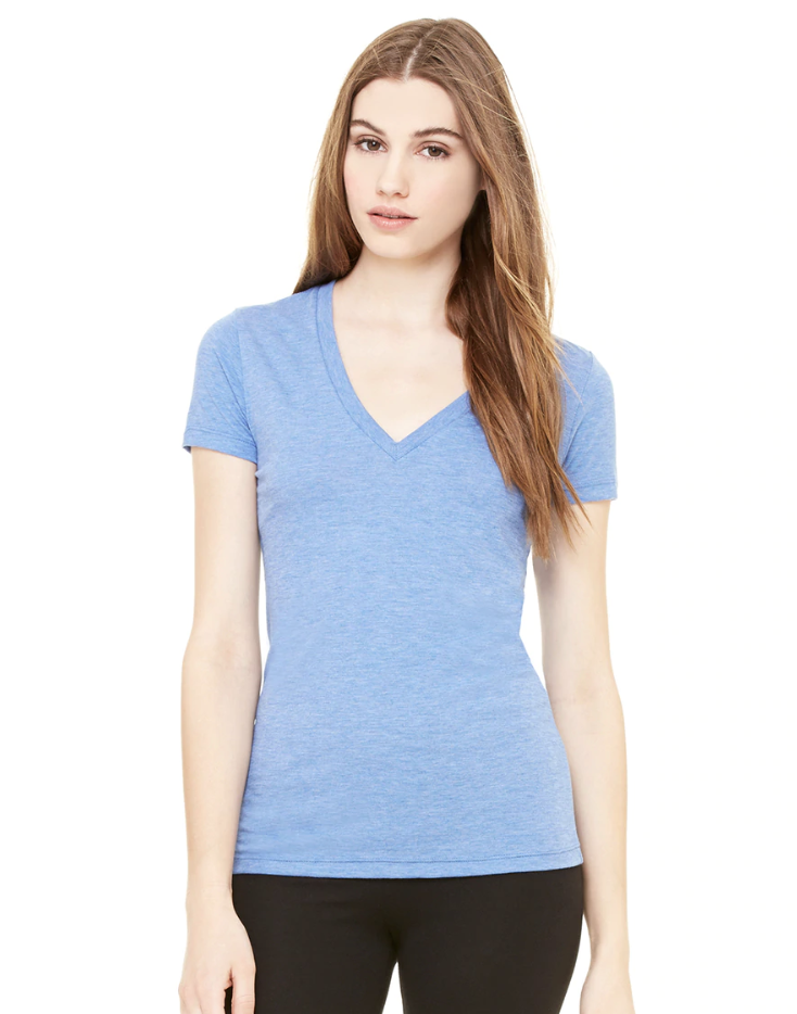 8435 Bella+Canvas Ladies' Triblend Deep V-Neck Tee